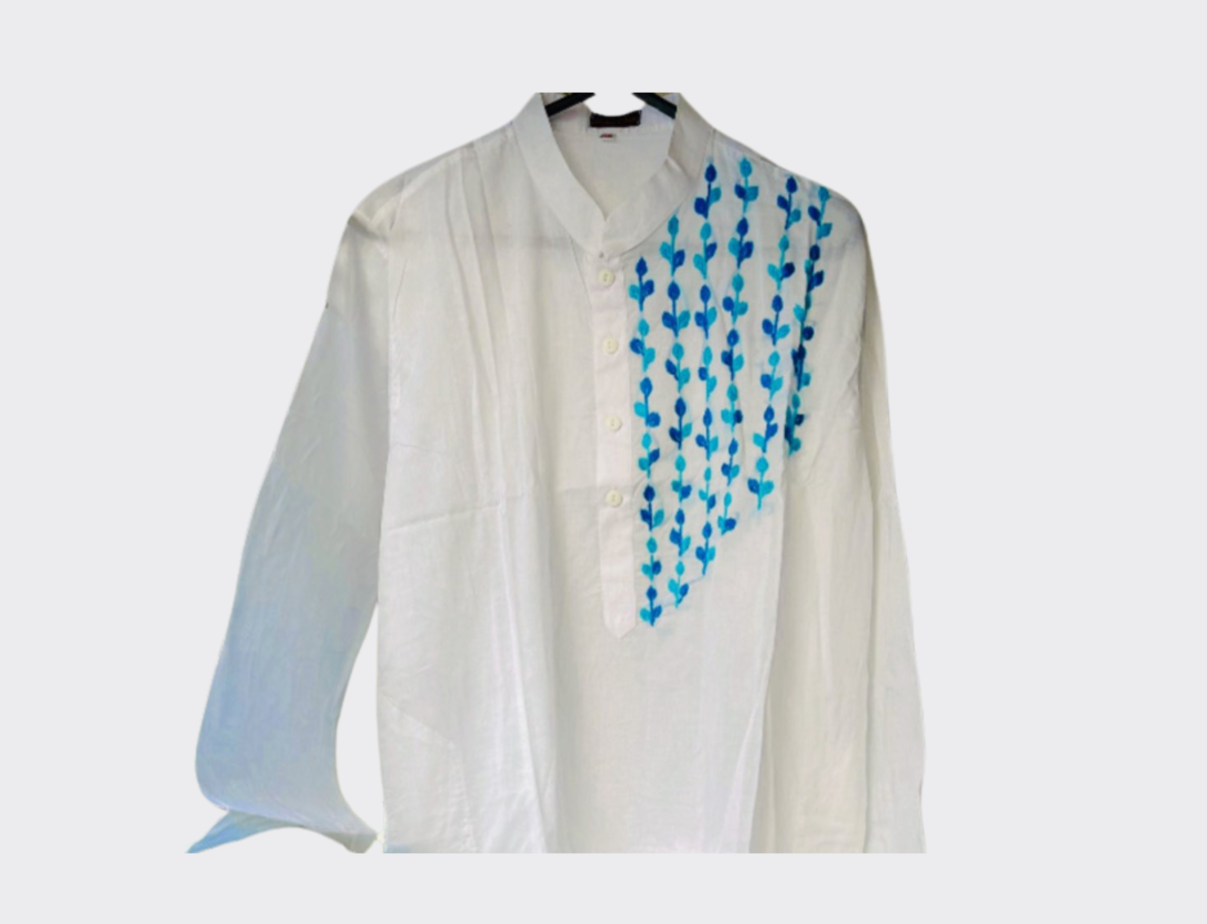 and Embroidery Panjabi – White with Minimalist Detailing