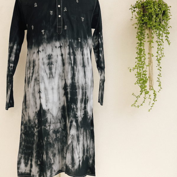 Dhuti cotton fabric. Tie dye with hand embroidery panjabi