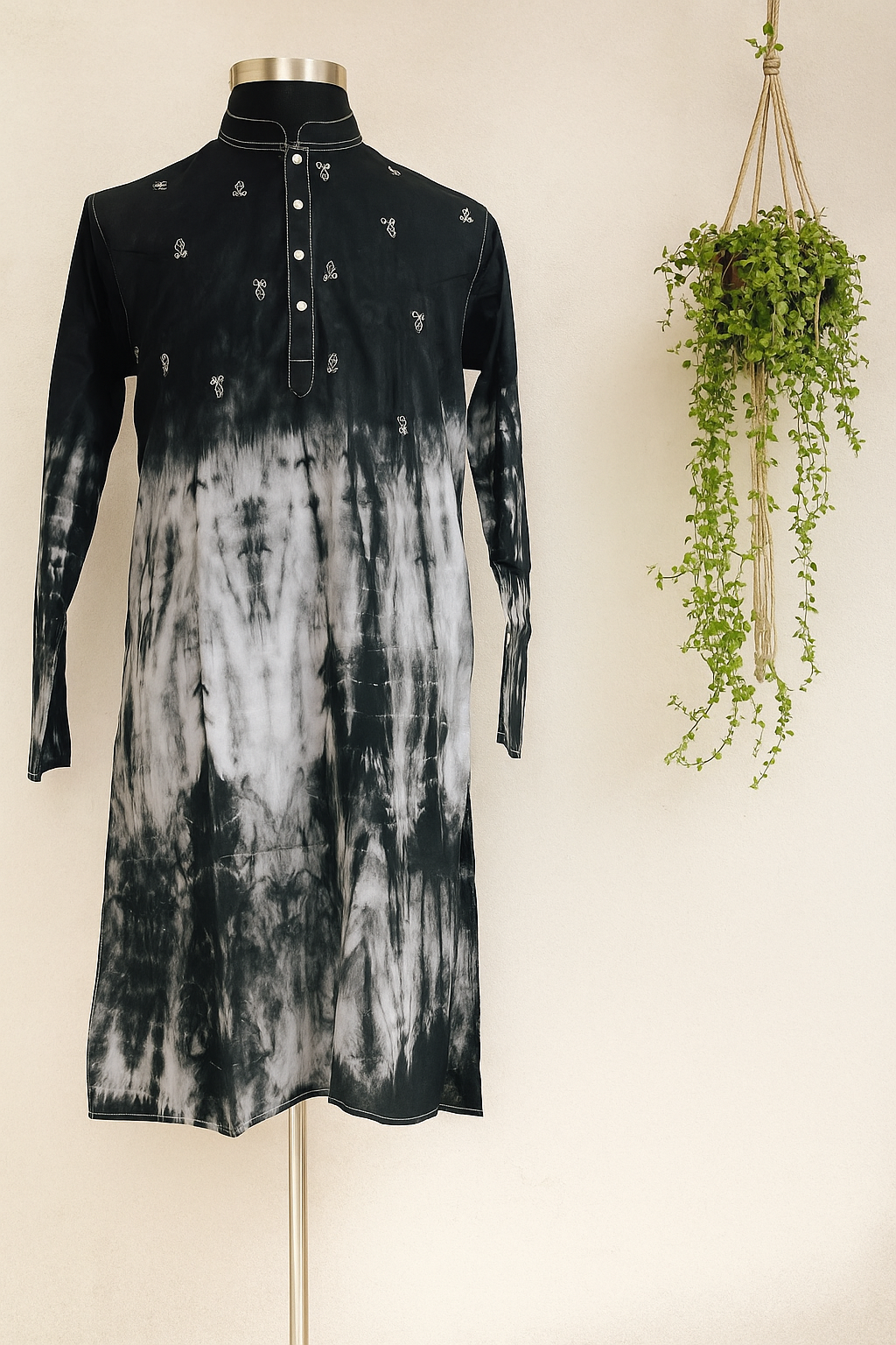 Dhuti cotton fabric. Tie dye with hand embroidery panjabi