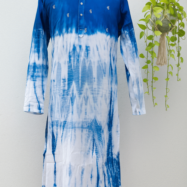 Dhuti cotton fabric.. Tie dye with hand embroidery panjabi