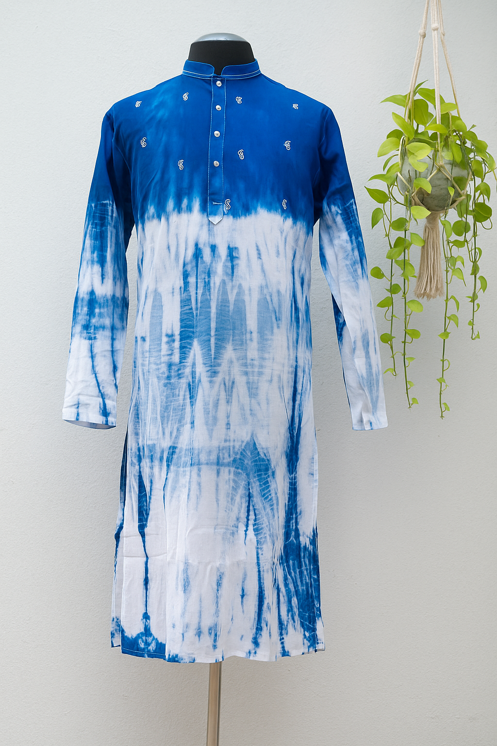 Dhuti cotton fabric.. Tie dye with hand embroidery panjabi