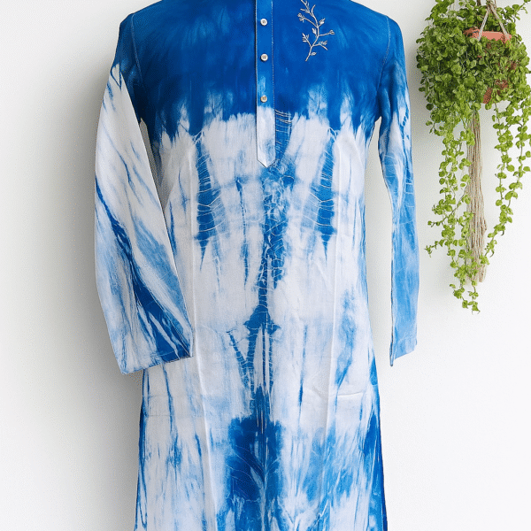 Dhuti cotton fabric.. Tie dye with hand embroidery panjabi