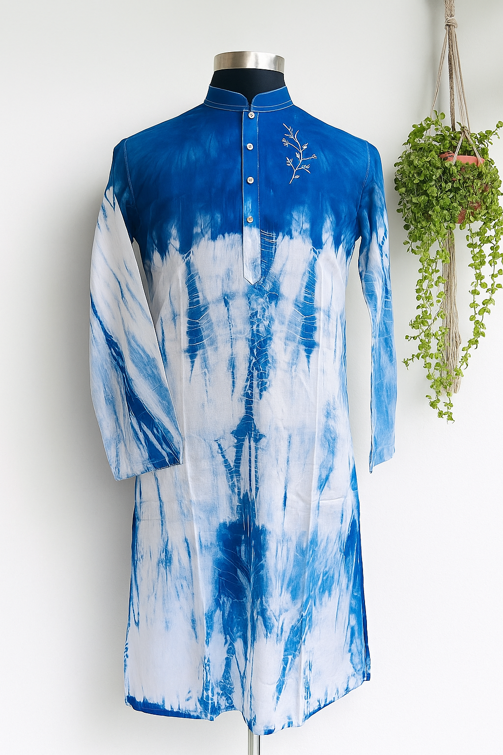 Dhuti cotton fabric.. Tie dye with hand embroidery panjabi