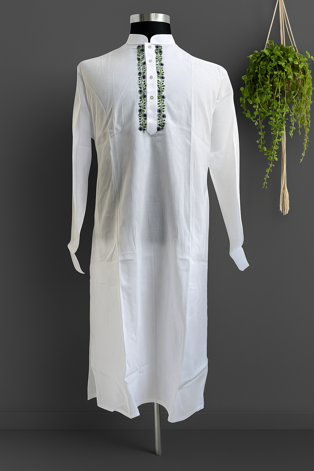 Dhuti Cotton Fabric. Hand Embroidery Panjabi